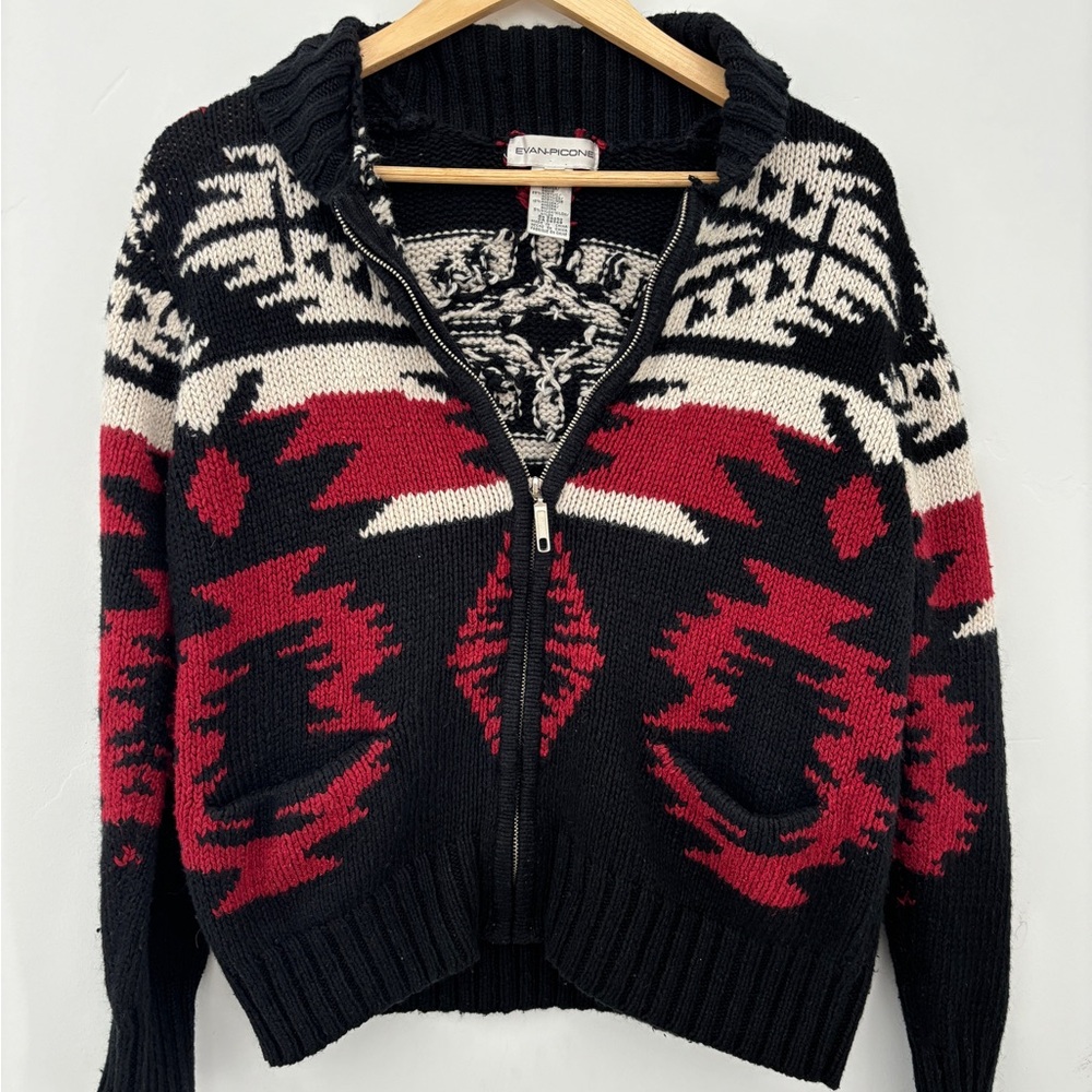 Vintage Evan Picone Southwest Zip Sweater - Ralph Lauren Polo Sport Lookalike